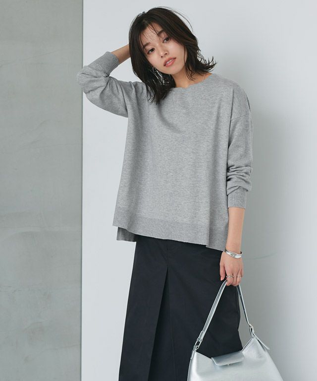 167cm / 杢グレー / ボートネック / M