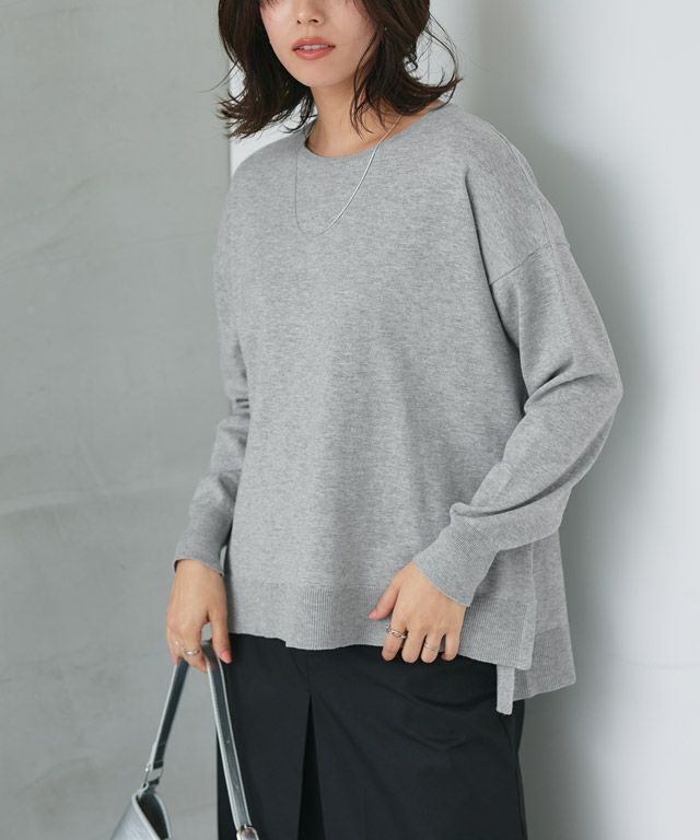 167cm / 杢グレー / ボートネック / M