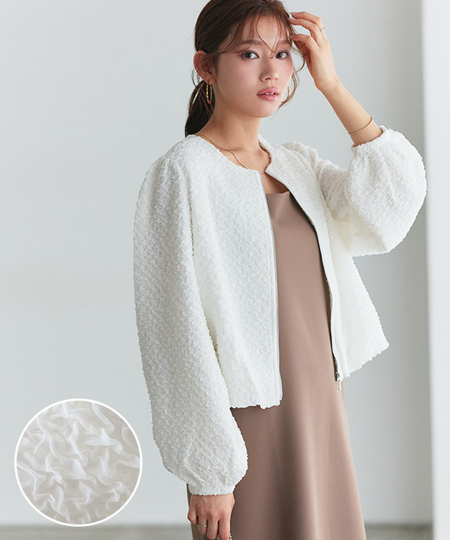 ジャカード素材ジップブルゾン