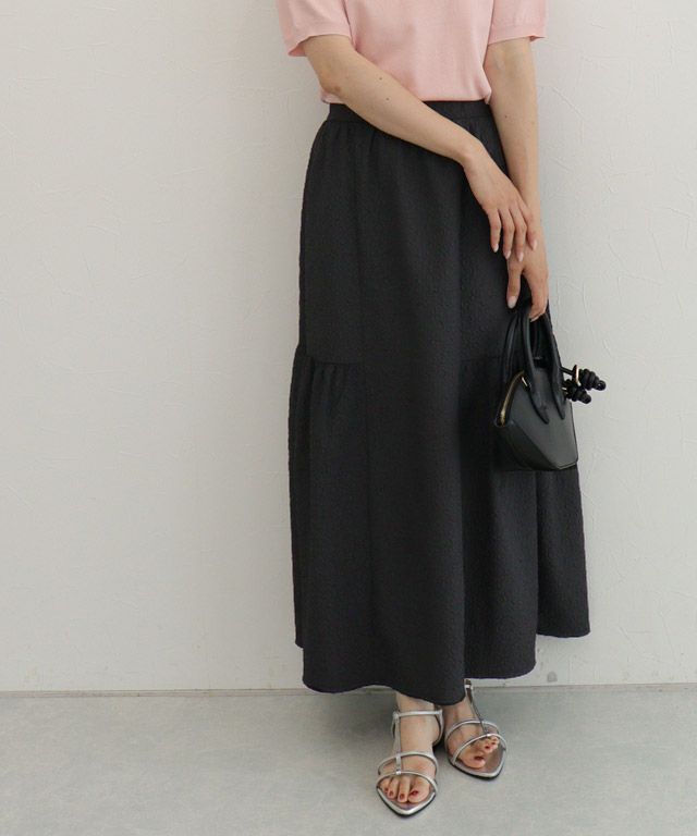 ジャカードギャザーフレアスカート