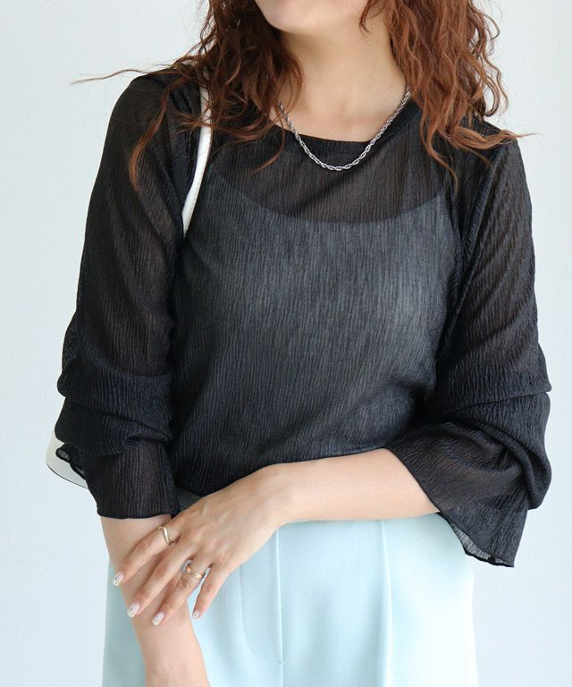 157cm / 楊柳 / ブラック / クルーネック / M