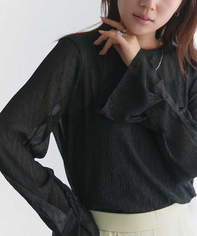 166cm / 楊柳 / ブラック / クルーネック / M