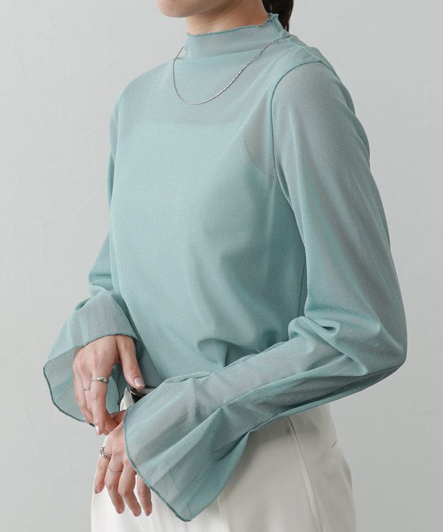 167cm / ラメ / ブルー / ハイネック / M