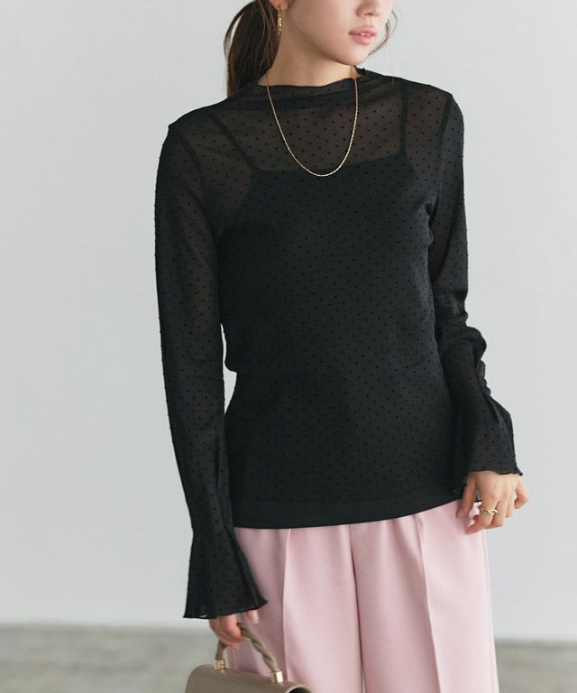 166cm / ドット / ブラック / ハイネック / M