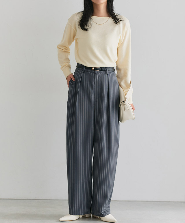 162cm / ストライプ/チャコール / M