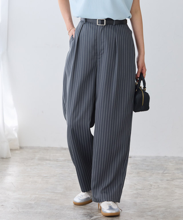 162cm / ストライプ/チャコール / M