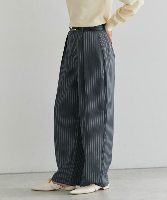 162cm / ストライプ/チャコール / M
