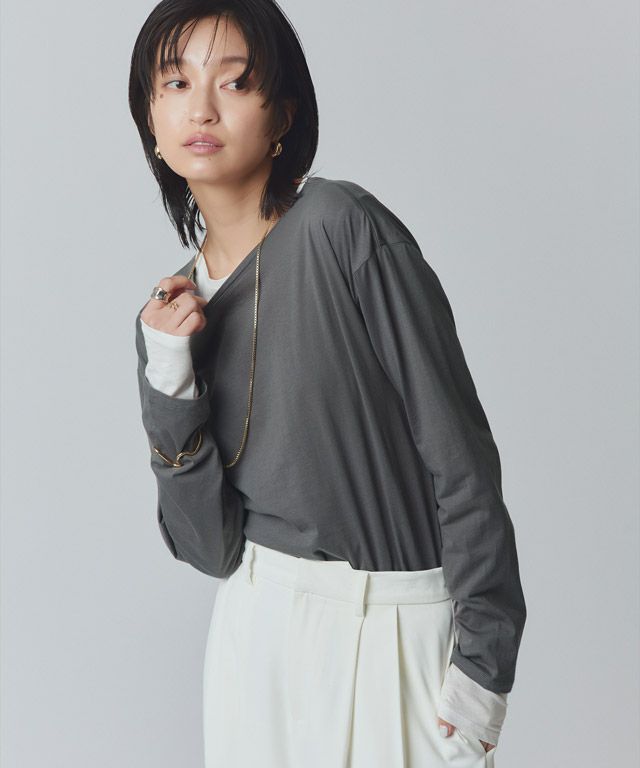 166cm / チャコール×オフホワイト / M