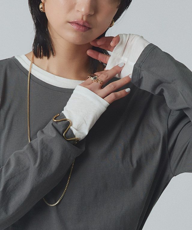 166cm / チャコール×オフホワイト / M