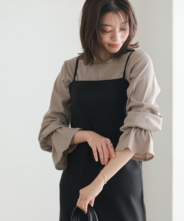 キャンディスリーブテレコリブカットソー