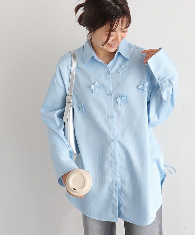 157cm / ストライプ / ブルー / M