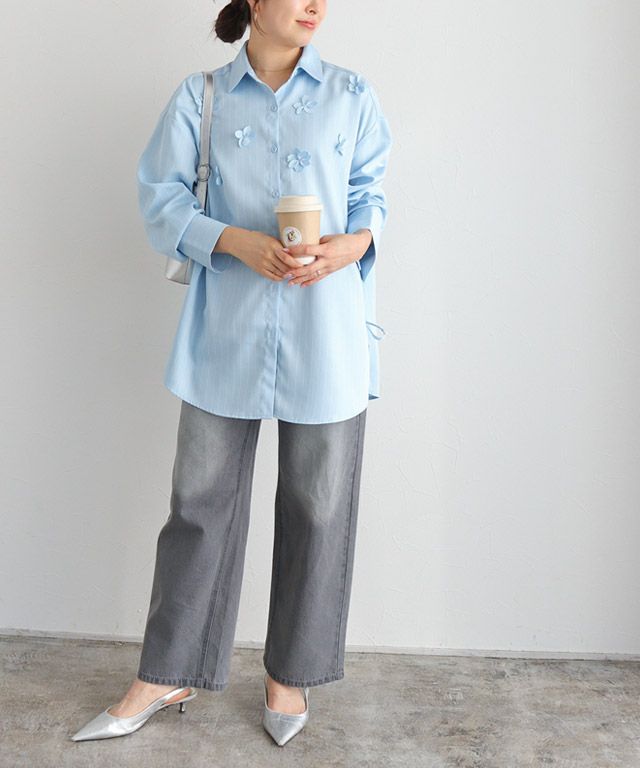 157cm / ストライプ / ブルー / M