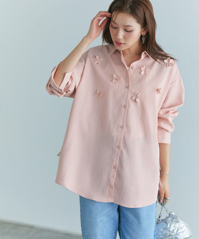 166cm / ストライプ / ピンク / M