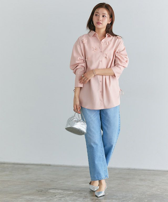 166cm / ストライプ / ピンク / M