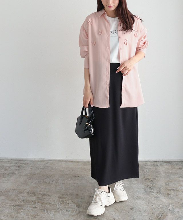 163cm / ストライプ / ピンク / M