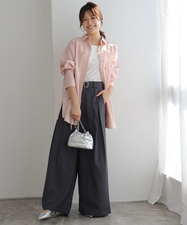 157cm / ストライプ / ピンク / M