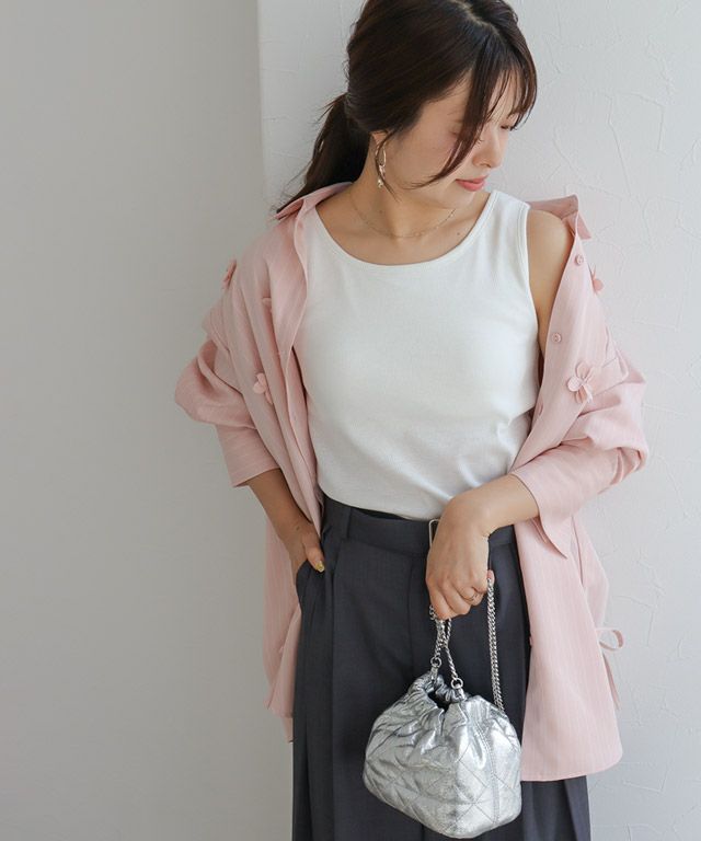 157cm / ストライプ / ピンク / M