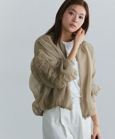 袖シャーリングシアーブルゾン [送料無料]