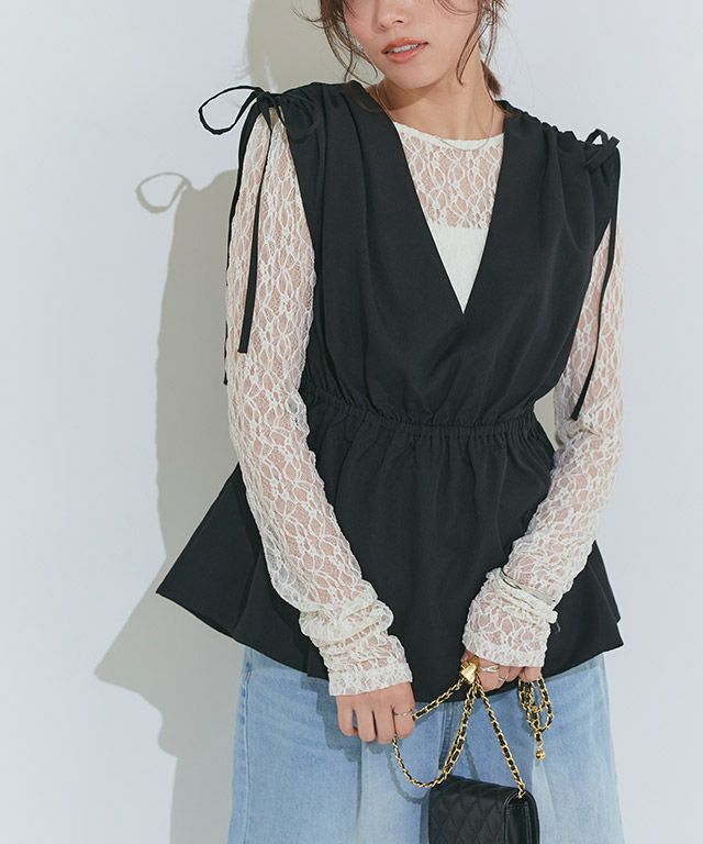 ペプラムビスチェトップス