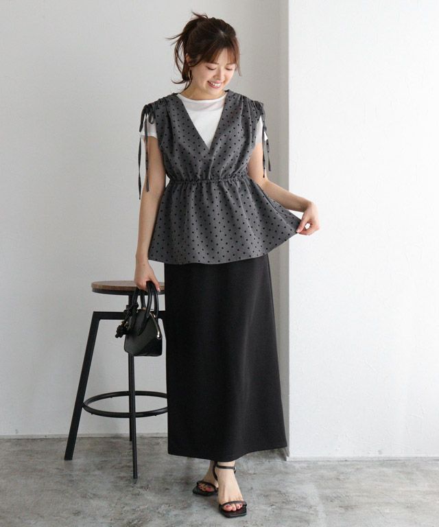 157cm / ドット/グレー / M