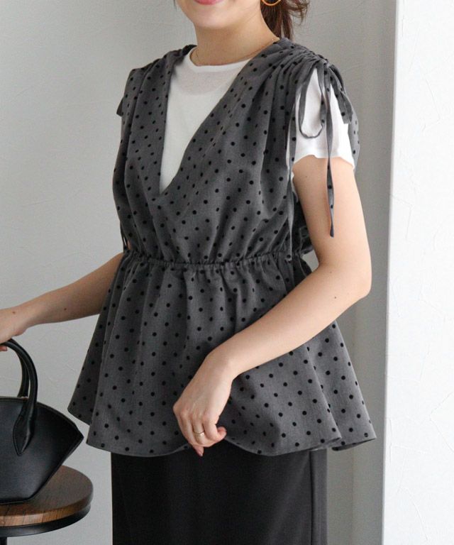 157cm / ドット/グレー / M