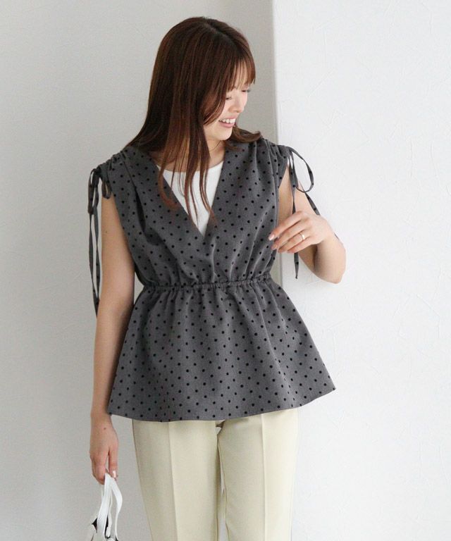 157cm / ドット/グレー / M