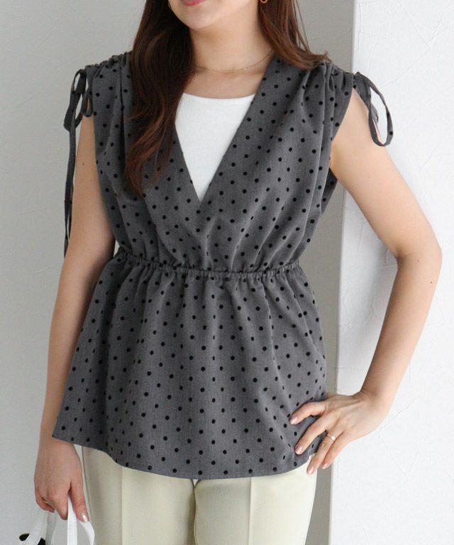 157cm / ドット/グレー / M