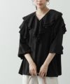 ラッフルカラーチュニックブラウス