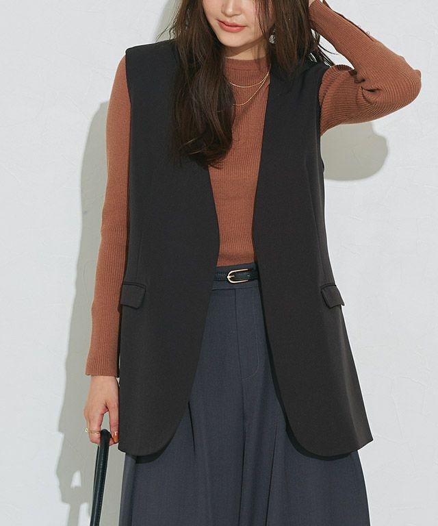 ベルト付きノーカラージレ