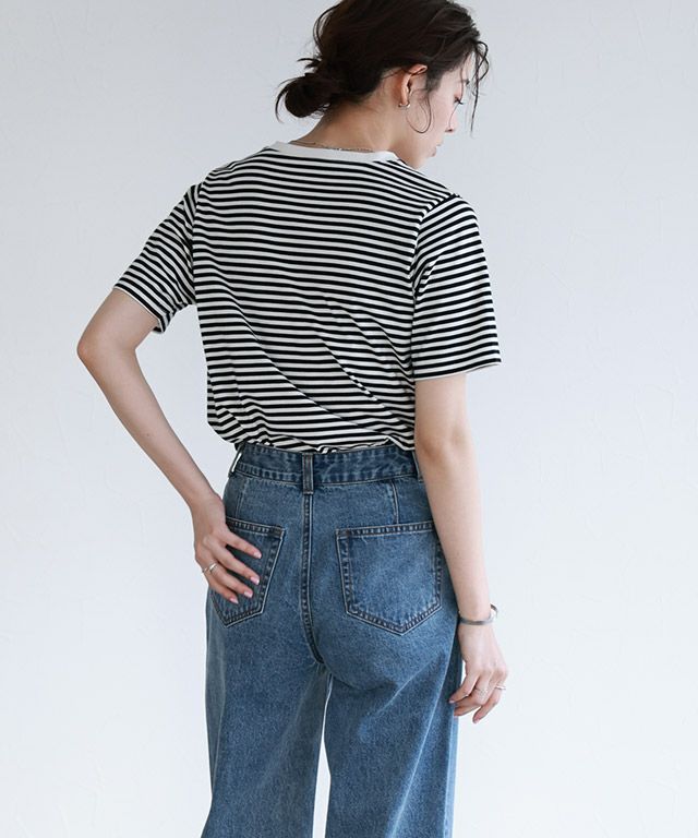 167cm / A / ボーダー×オフホワイト / M