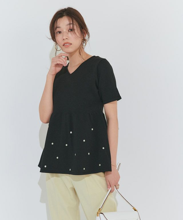 ドットラメ刺繍ペプラムニット【Pierrot】 | 【公式】Pierrot