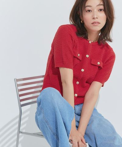 【KKfashionさんYouTube紹介アイテム】サマーツイードニットカーディガン【Pierrot】◆送料無料