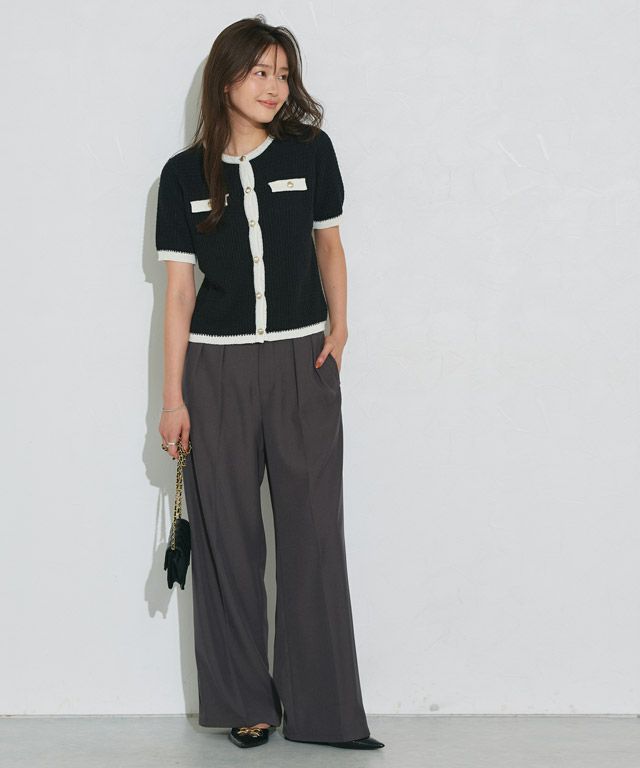 166cm / ブラック×アイボリー / M