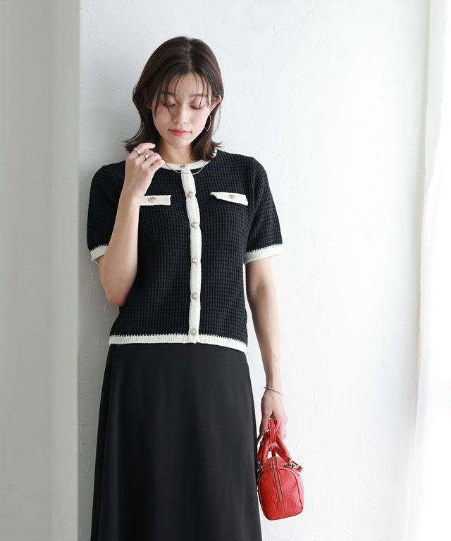 167cm / ブラック×アイボリー / M