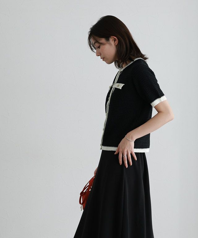 167cm / ブラック×アイボリー / M