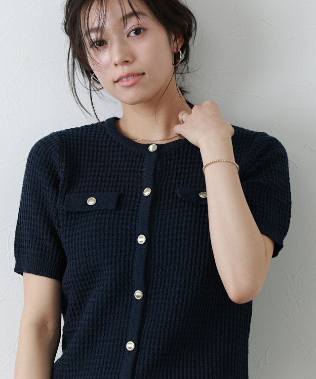 極美品☆ADAWAS｜定価3万 23SS サマーツイードニットカーディガン HPS