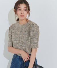 ツイードパフスリーブカットソー