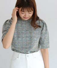 ツイードパフスリーブカットソー