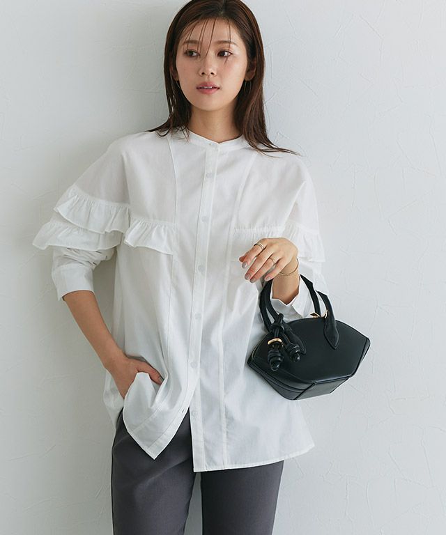 フリルチュニックブラウス