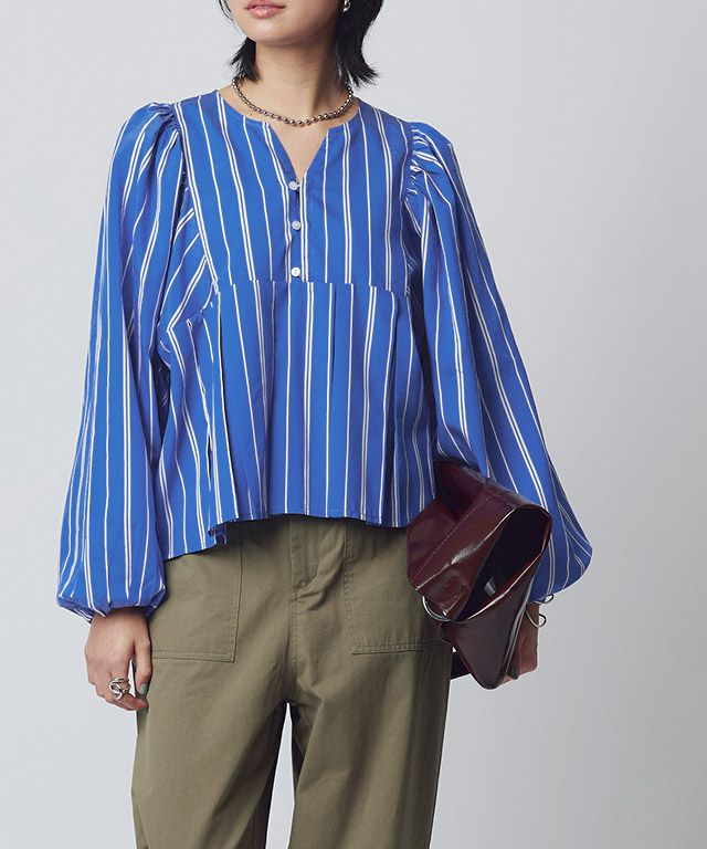 [RASW]ボリュームスリーブプリーツブラウス