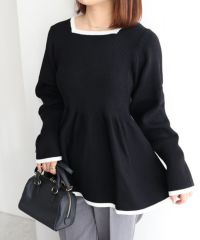 配色ペプラムニット