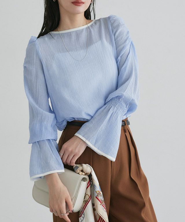 167cm / サックス×アイボリー / M