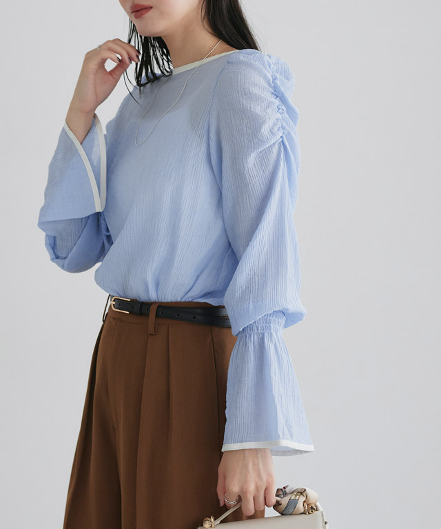 167cm / サックス×アイボリー / M