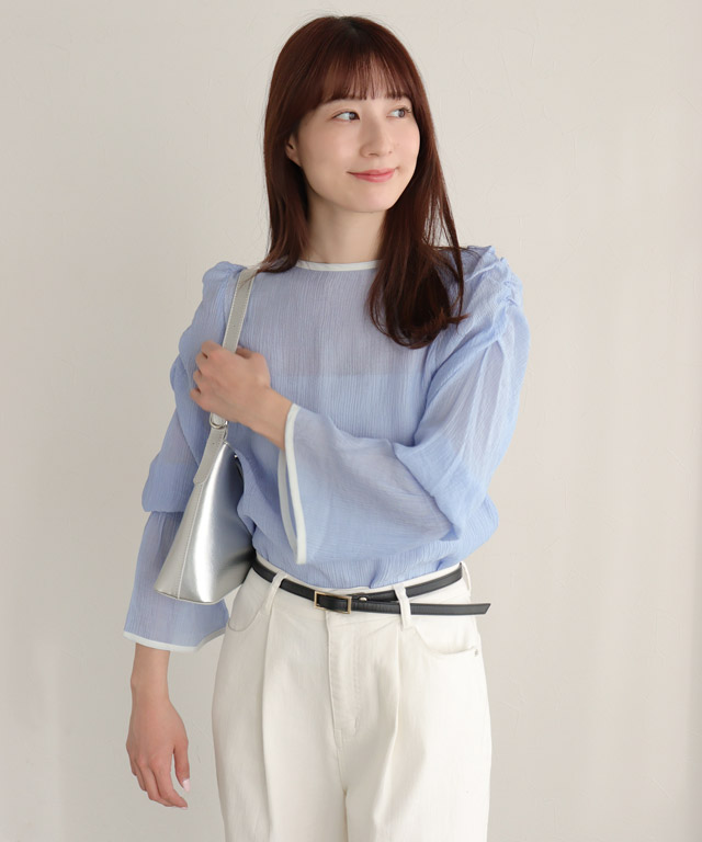 167cm / サックス×アイボリー / M