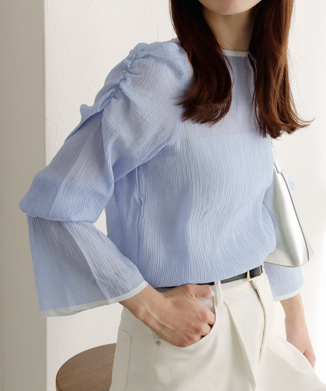 167cm / サックス×アイボリー / M