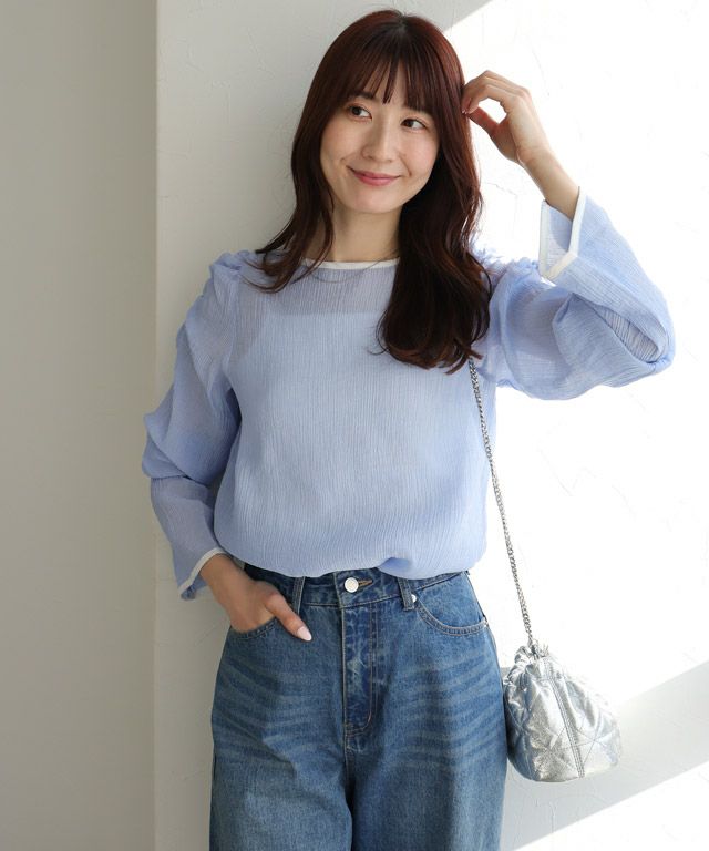 163cm / サックス×アイボリー / M