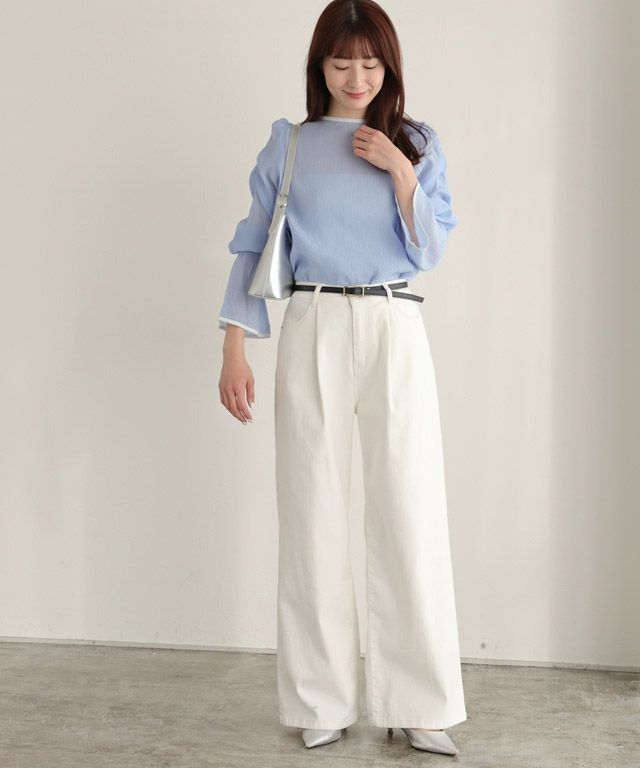 163cm / サックス×アイボリー / M