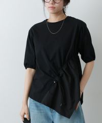 異素材ドッキングドロストカットソー