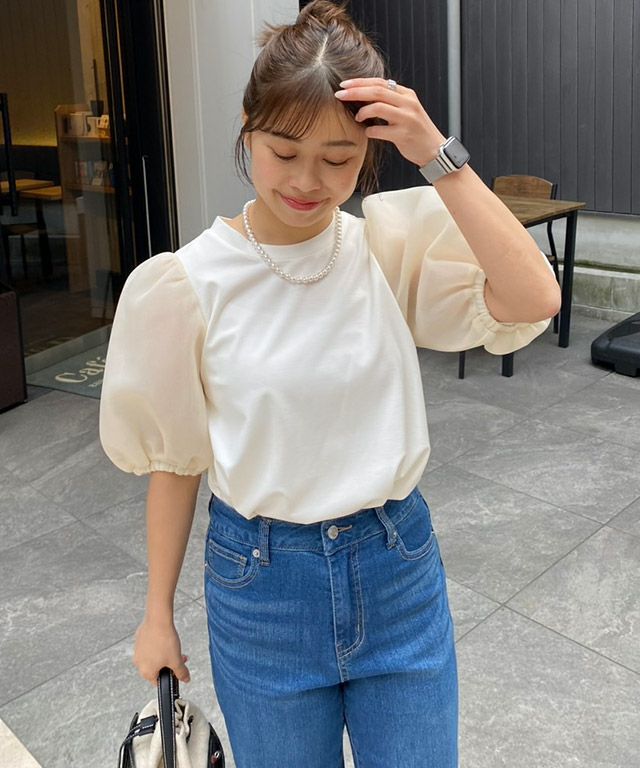 シアーダンボールドッキングフレアカットソー