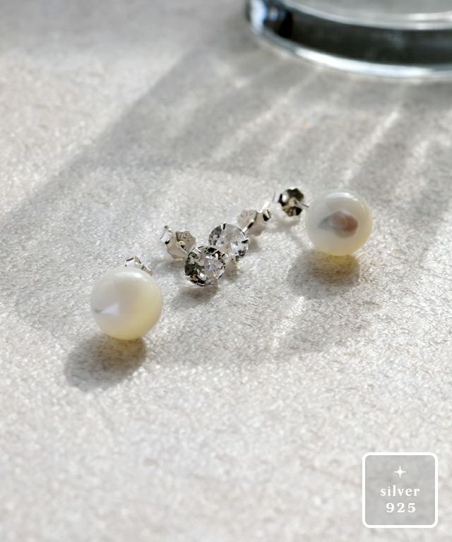 【silver925】mopジルコニアセットピアス